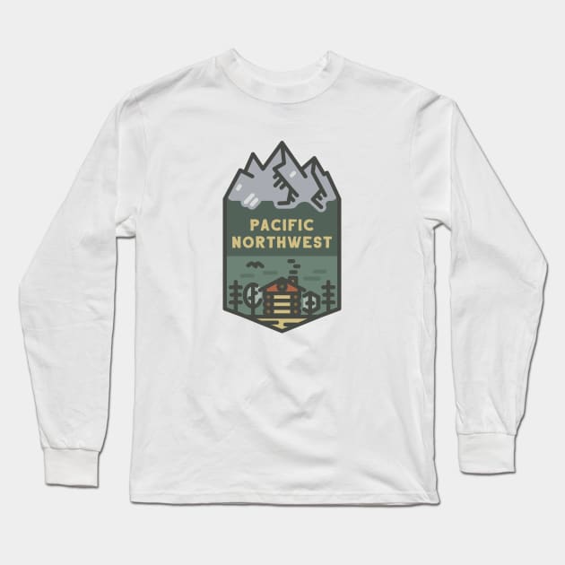 Pacific Northwest Cabin Long Sleeve T-Shirt by happysquatch